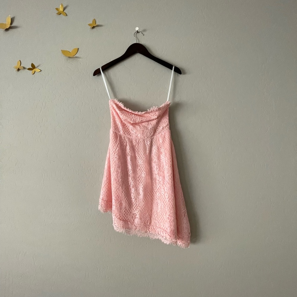 Pink strapless asymmetrical dress